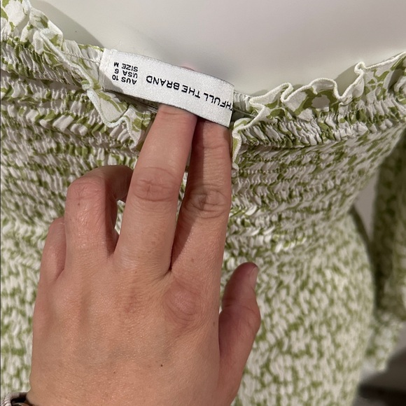 Faithfull The Brand Honfleur Micro Floral Green and white Mini Dress size M - Picture 6 of 6